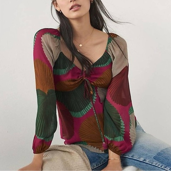 FARM Rio Tops - Anthropologie Farm Rio Katalina Top Long Sleeves Size Small‎